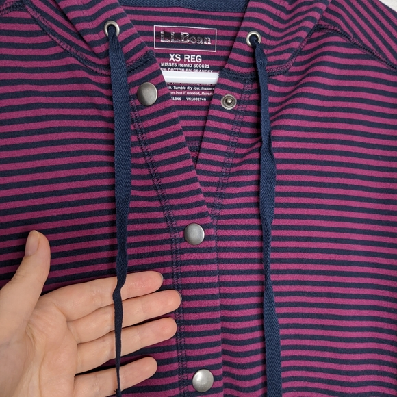 L.L. Bean Ultrasoft striped hoodie jacket NWOT XS - Picture 5 of 11
